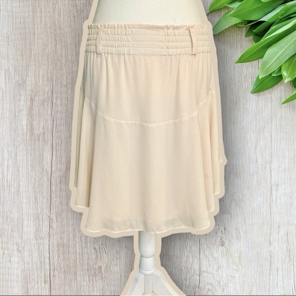 A.L.C. 100% Silk Cream / Pale Blush Ruffled Mini Skirt Size 0 - NO BELT - Picture 1 of 15